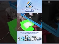 Tube ice machine in the middle of dispensing ice