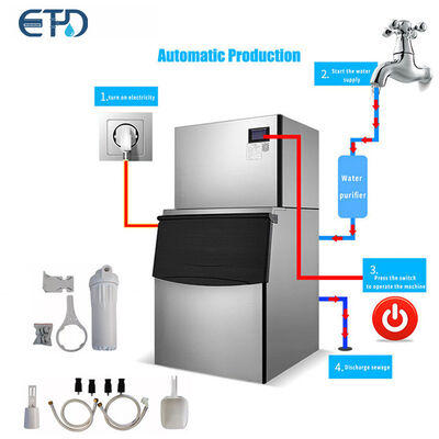 Commercial Ice Cube ice machines with a daily output of 900KG are used in the catering industry, hotels, bars, transport