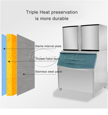 1000KG/24H Commercial Ice Cube Machine 3000W 1 Ton For Coffee Bar / Restaurant / Hotels