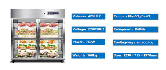 Professional Cold storage four door upright stainless steel commercial refrigerator and deep freezer