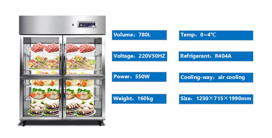 780L Kitchen Worktable Refrigerator Freezer With Four Doors