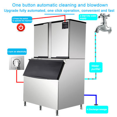 Customized Dimensions Ice Cube Making Machine With R404a / R507a Refrigerant