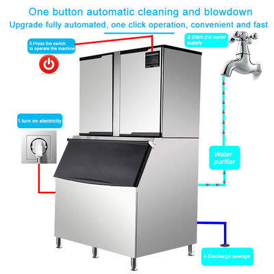 Commercial 1ton Ice Cube Maker Machine Equipped with Demark Danfoss Expansion Valve