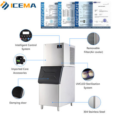 200KG 300kg 400kg 500kg ICEMA Ice Cube Maker Machine 760*830*1780mm Ice Size 22x22x22mm