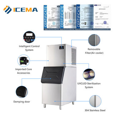 136kg Automatic Ice Cube Maker for Hotel and Restaurant Cube Shape Bristol Compressor