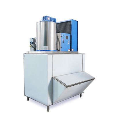 Water Cooling Condensation Way 1000kg Flake Ice Making Machine with Ice Storage Bin