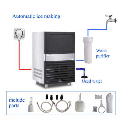 60kg Commercial Ice Cube Machine with Adjustable Thermostat