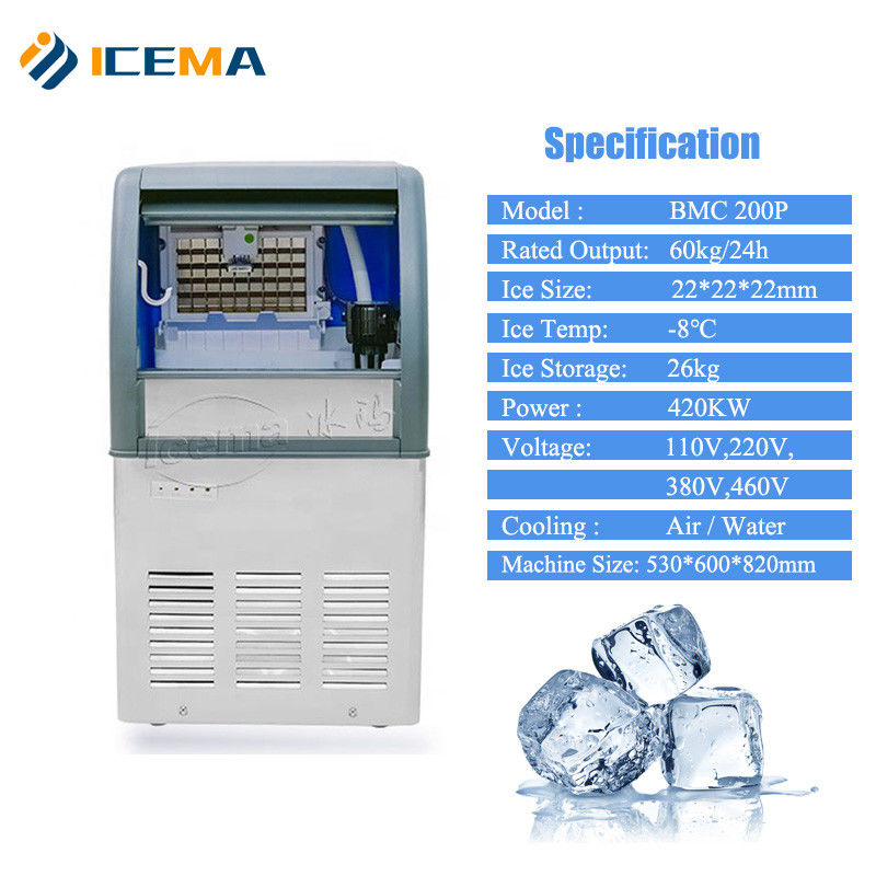 80kg/24H Ice Cube Maker Machine Commercial Automatic For Home Restaurant Shop Drinking Bar