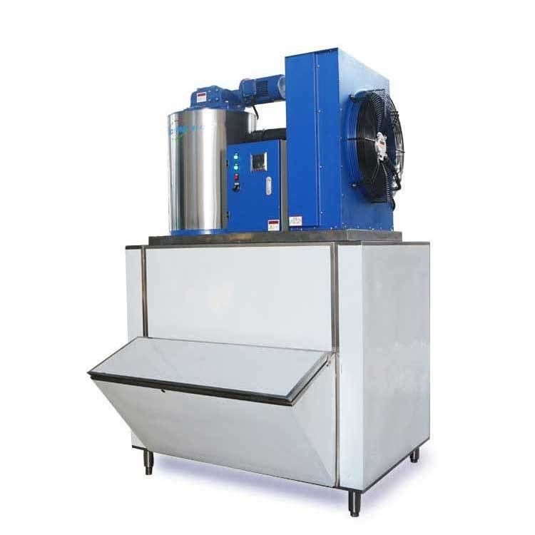 Water Cooling Condensation Way 1000kg Flake Ice Making Machine with Ice Storage Bin
