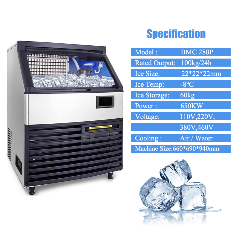 Commercial Cube Ice Machine 30-40Kg/Day Stainless Steel